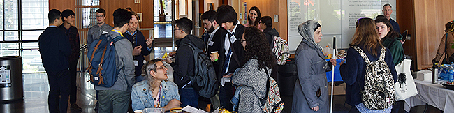 Conference participants networking